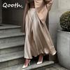 Women Temperament Satin A-line Thin Skirt Elegant Elastic Waist Long Skirt For Spring Summer QT2223