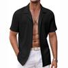 Men's Fashion Summer Short Sleeve Shirts Solid Stripe Casual Beach Shirt Oversized Us Size