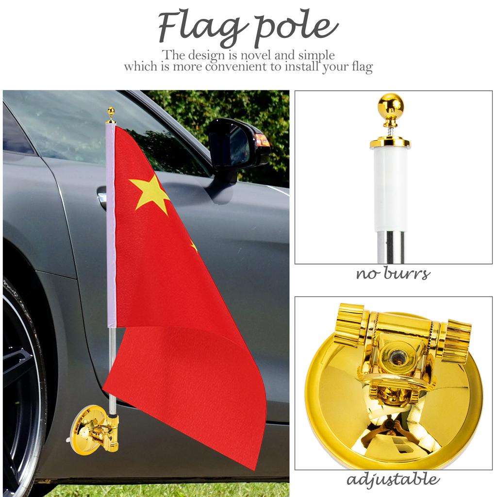 Flag Suction Cup Flagpole Nail-free Multipurpose Bracket for Car Vehicle Frames Advertising Silver Mount Fixing Type Flagpoles