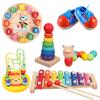 Kids Montessori Toy Worm Eat Fruit Wooden Puzzle Toy Fingers Flexible Training Twisting Worm Educational Toys for Children Gifts