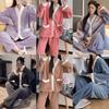 2Pcs/Set Women Autumn and Winter NewLong-Sleeved Cute Sweet Flannel Pajamas Young Girls Solid Thickened Loose HomeWear Clothes