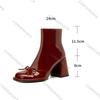 Comemore Women High Heels Goth Ankle Boots Woman Autumn Bows Elegant Leather Chunky Heeled Botas Sexy Platform Wedding Shoes