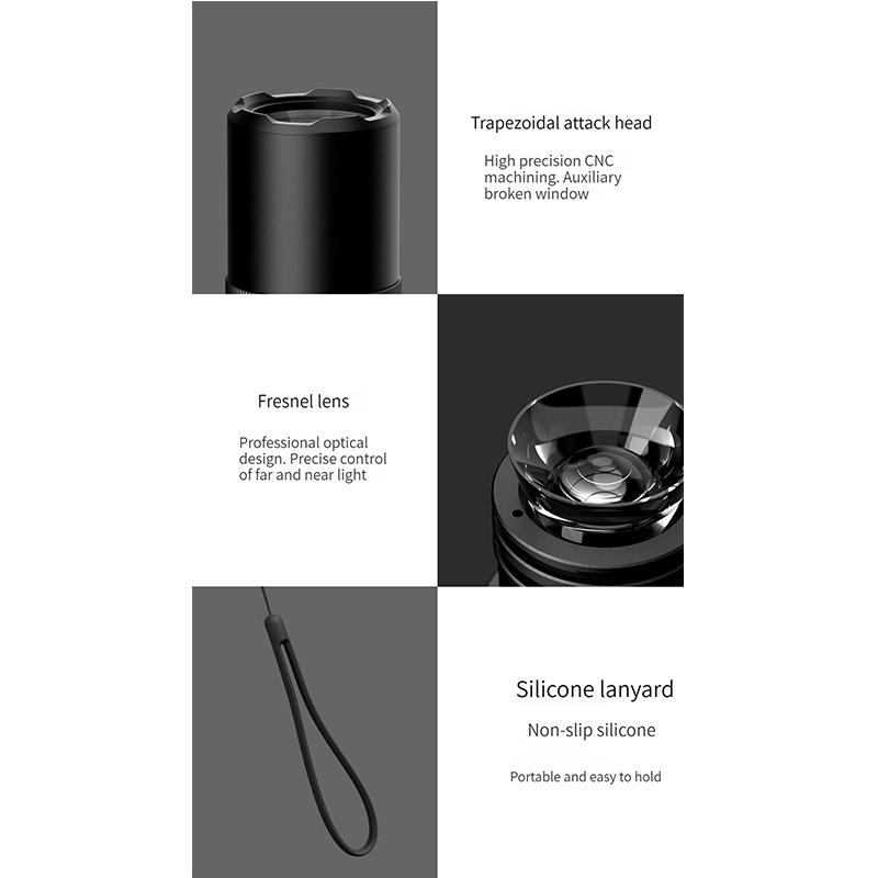 Xiaomi Mijia Multi-functional LED Flashlight Zoomable Ultra Bright Torch Window Breaker Safety Belt Cutter Car Emergency Light