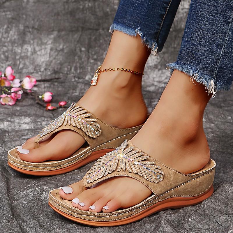 Spring and Summer Footwear Plus Size Wedge Sandals Thick Soled Flip-flops Women's Shoes