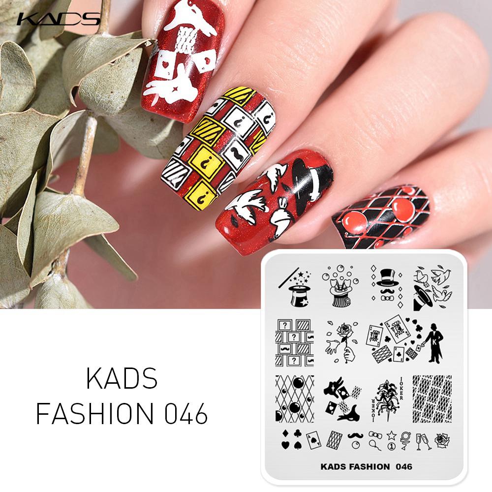 kads Fashion 046 Nail Stamping Plates Playing Card Magic Hat Templates Manicure for Stamping Plate Nail Art Stamp Nails Tools