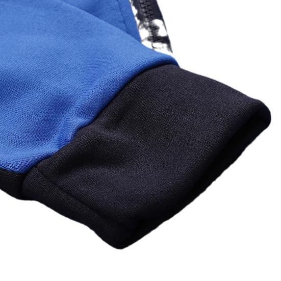 Men Autumn Winter Hoodie Pants Suit Fashion Hooded Splicing Zipper Coat with Elastic Waist Drawstring Pants Set