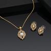 Elegant Women's Fantasy Shape Pendant Set with Pearls and American Diamonds