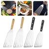 Stainless Steel Fish Frying Spatula Wooden Handle BBQ Cooking Spatula Kitchen Cooking Utensils