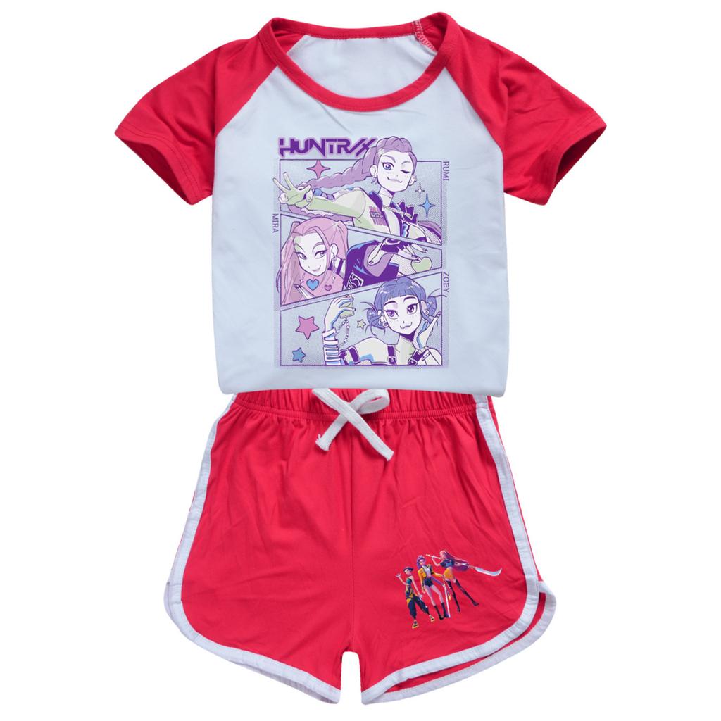 Kids Summer Sport T-Shirt And Shorts 2 Piece Outfit Tracksuit Set Short Sleeve Print Crop Tops With Clothing Set