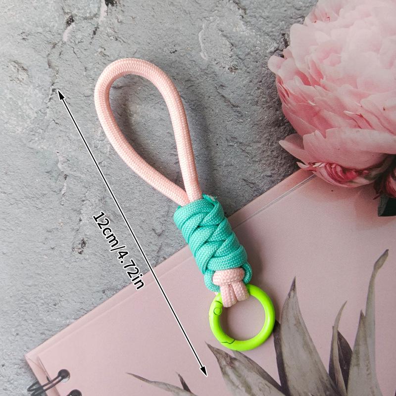 Creative Colorful Braided Lanyard Keychain Anti-Lost Knot Nylon Rope Keyring For Women Men Car Backpack Pendant Accessories Gift