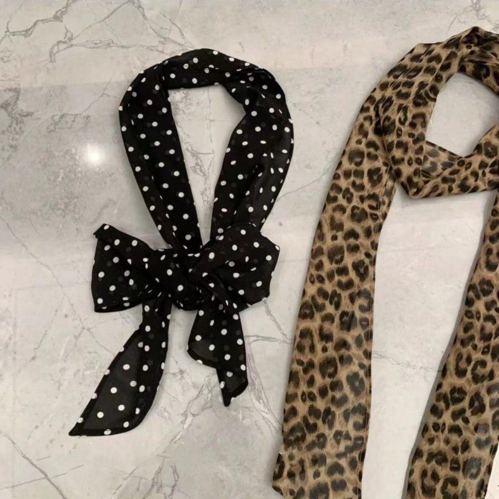 195*4cm Long Neck Scarf Leopard Print Neckerchief Retro Leopard Scarf Women
