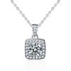 Moissanite 925 Sterling Silver Necklace Female Ins Wind Princess Square Bag Pendant Square Personality Choker Jewelry