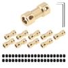 10 Pcs 5mm Brass Shaft Coupling Connector for 3D Printers Motor Accessories with Spanner Set Screws Shaft Extension Joint