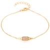 [R5617] - Silver Bracelet 'Meghan' Gold Rose Quartz - 25x5 Mm
