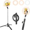 8" Selfie Ring Light with 66" Extendable Tripod Stand & Phone Holder, Portable Unplugged Dimmable LED Ringlight