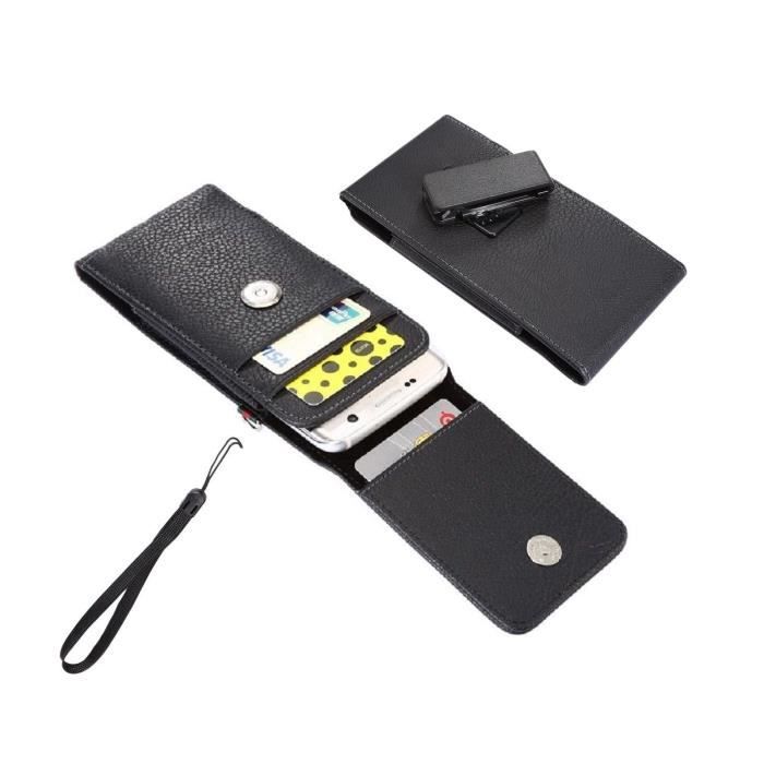 Housse Porte-cartes Clip Ceinture Rotatif 360 Étui Fermeture Magnétique Pour Oppo A77 > Noir