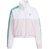 Neo Striped Color Block Zip Retro Sports Stand Collar Jacket Women Jacket White Pink HY2679