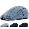Women's Beret Fashion Denim Vintage Newsboy Cap For Men Summer Solid Washed Flat Caps Casual Female Visor Hat Unisex Adjustable