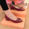 Women Cute Sweet Light Weight Brown Slip On Square Heel Shoes Lady Casual Comfort Spring Elegant Beautiful High Pumps E1237
