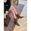 Retro Inner Height Increase Pointed Thin Medium Tube Knight Boots Women's 2025 New Lazy Wind Western Cowboy Pile Boots
