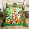 Cartoon Animals Duvet Cover Cute Giraffe Monkey Tiger Elephant Bedding Set Lovely Wildlife Comforter Cover Polyester Quilt Cover