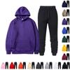 Women's Fashion Solid Color 2 Piece Loose Sets Hoodies Sweatpants Tracksuits  Outdoor Athletic Sweatsuit Sets