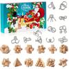 Brain Teaser Advent Calendar 2025,24 Days of Christmas Countdown Calendar With 3D Metal and Wooden Puzzle Toys-Mind,IQ,Logic Test Games For Boys Girl