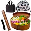 [Includes a Beckoning Cat-patterned Drawstring Bag] 1. Bento Box (Yanagi Cedar), 2. Chopsticks, 3. Insulated Hot/cold Storage Bag, 4. Drawstring Bag,