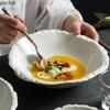 Simple White Ceramic Soup Bowl Kitchen Restaurant Special Tableware Creative Rock Texture Salad Bowl Noodles Bowls Dinner Plate