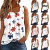 Women's Pleated Square Collar Sleeveless Vest Print T-shirt