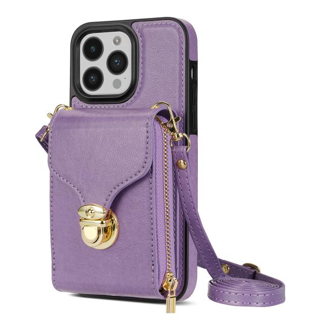 Crossbody Leather Wallet Vertical Cards Bag Case For Iphone 14 13 12 Mini 11 Pro X Xs Max Xr 8 7 Plus Se 2020 Zipper Purse Cover