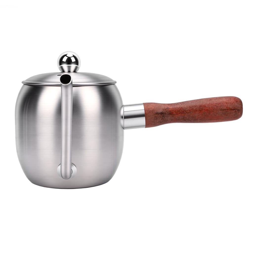 Pour Over Coffee Kettle 500ml 304 Stainless Steel Gooseneck Spout Coffee Drip Teapot with Wood Handle for Camping