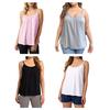 Camisole Top for Women Loose Cami Top with Built-in Padded Bra Summer Flowy Pleated Spaghetti Strap Tank Top for Daily Wear Exercise
