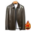 Men's Middle-Aged & Elderly Leather Jacket - Autumn/Winter, Warm, Thick, Windproof, Cycling Outerwear.