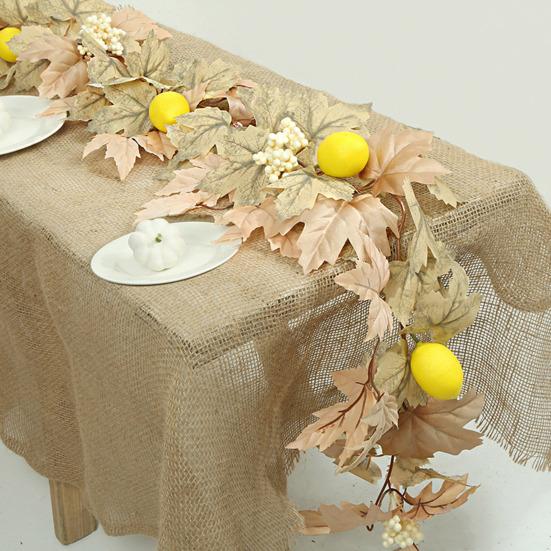 Artificial Maple Leaf Garland 5.7Ft Pumpkin Maple Leaves Vine Thanksgiving Fall Garland for Mantel