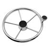Stainless Marine Steering Wheel 5-Spoke 11-13.5 Inch Stainless Boat Steering Wheel with Knob