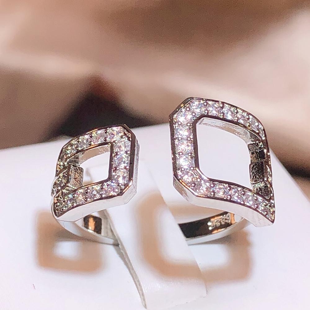Изысканное кольцо для женщин, стильное квадратное геометрическое регулируемое кольцо с цирконом, новые ювелирные изделия, обручальное кольцо невесты, высококачественное кольцо с квадратным цирконом