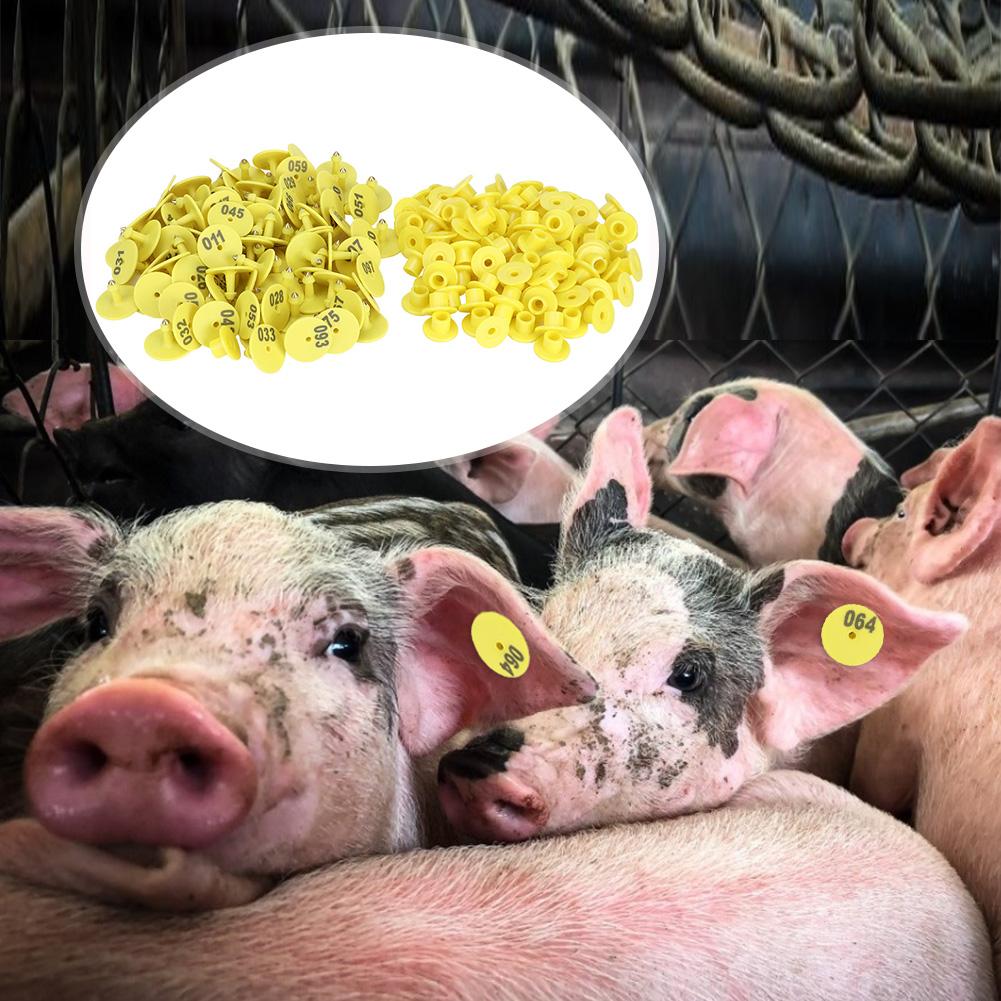 100pcs Livestock Round Number Ear Tag Label Marker Accessory for Pig Sheep Cattle