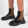 Fashion 2024 Lace Up Boots Women Leopard Mid Calf Boots Fashion Designer Shoes Comfortable Casual Mid Calf Boots Women Shoes for Women