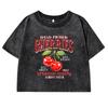 Hand Picked Cherries Printing Women Washed T Shirts Cotton Tops Sport Streetwear Fashion Retro Female Short Sleeve