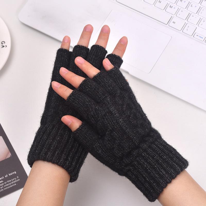 Autumn and Winter Camel Wool Warm Windproof Breathable Portable Simple Gloves Warm Cold Half-finger Gloves Outdoor Riding