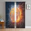Comic Cartoon Basketball Sheer Curtain for Bedroom Tulle Voile Curtain for Kitchen Living Room Decor Window Treatment
