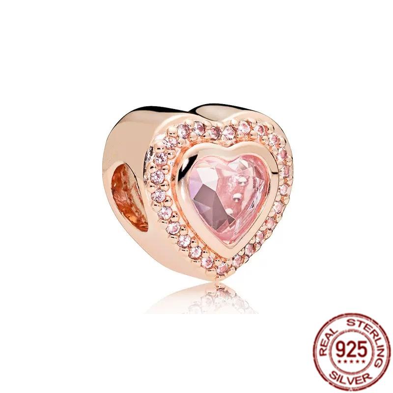 Sparkling Leveled Heart & Family Infinity Red Heart Charm 925 Sterling Silver Women Jewelry Beads Fit Original Fasion Bracelet