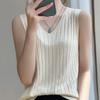 Women's Summer V-neck Loose Pullover Knit Undershirt Solid Color Sleeveless Bottoming T-shirt
