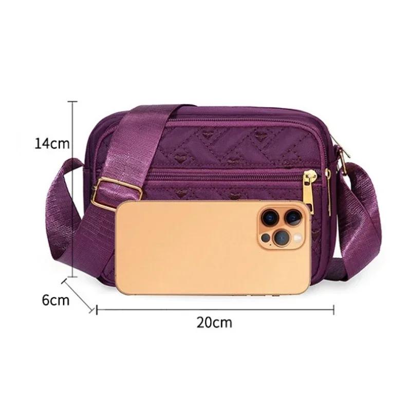 New Fashion Embroidery Women Nylon Square Handbags Lady's Shoulder Cross Body Female Casual Women's Zipper Handbag