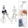 Bowknot Heart Pendant Keyring Phone Charm Detachable Phone Lanyard Beaded Keychain Stylish Jewelry for Wallet Bag