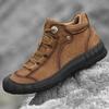 2024 Autumn/Winter Men's Mid-Cut Genuine Leather Hiking Shoes, Closed Toe, Kick-Proof, Large Size 46