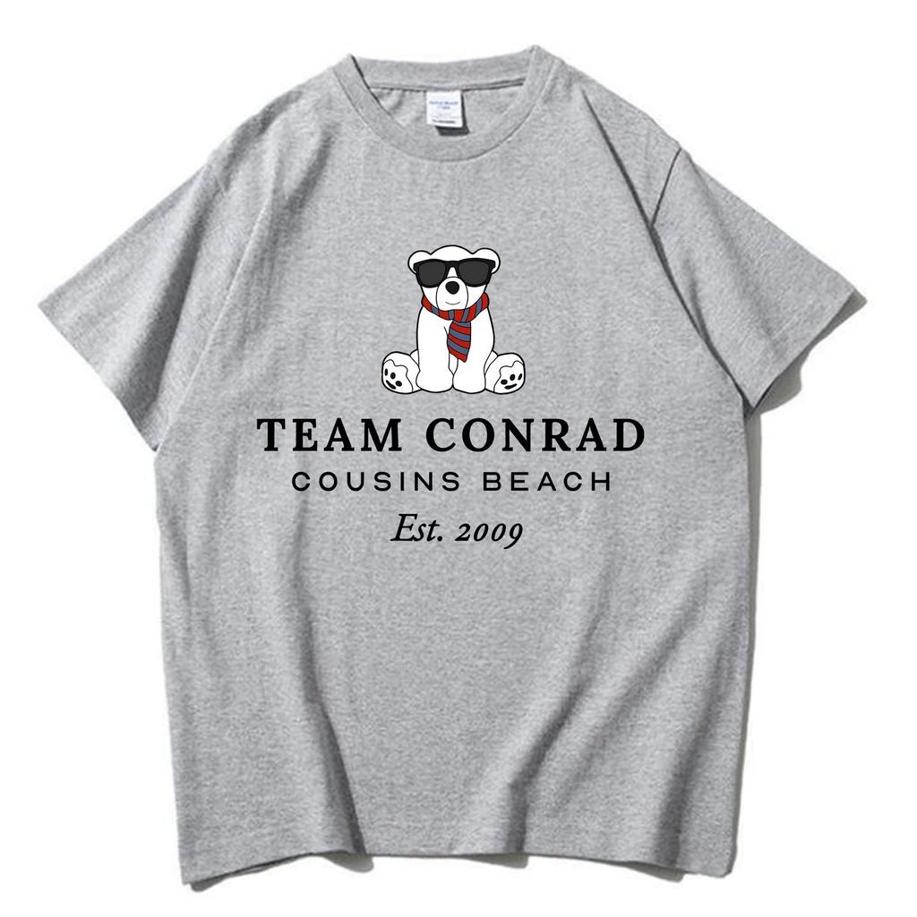 TEAM CONRAD COUSINS BEACH Print Cotton T Shirt Fashion Casual Loose Short Sleeve Streetwear Tops Unisex Oversized
