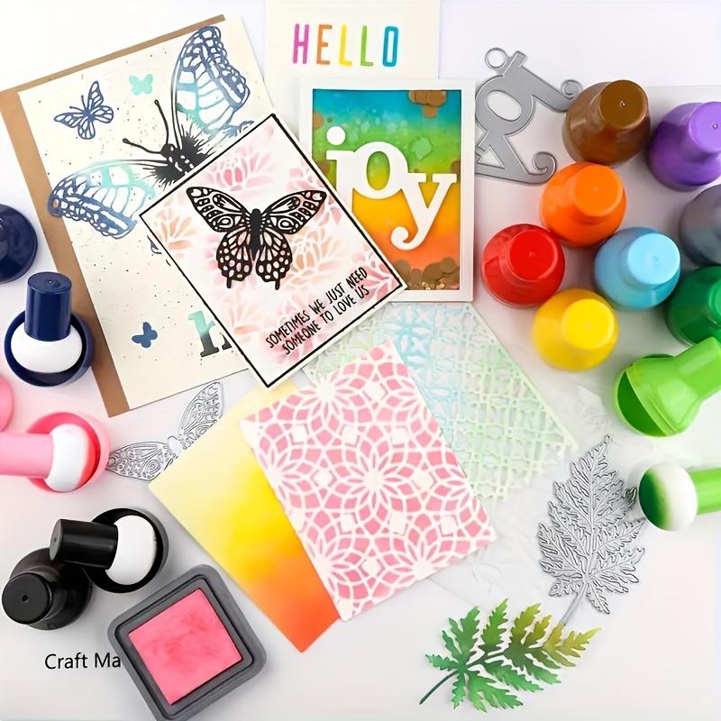 9pcs Stencil Brush Set & Sponge Pouncers In Assorted Colors with Gourd Handles for Crafts, Wet and Dry Use - Ink Dabbers for Scrapbooking