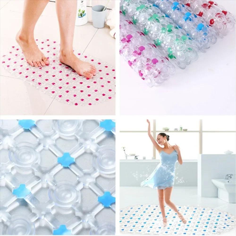 1PC PVC Anti-skid Bath Mats Soft Shower Mat Massage Mat with Suction Cup Non-slip Bathtu Bath Mat Bathroom Accessories